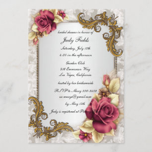 Elégante Red Roses Bridal Showweuse Invitation