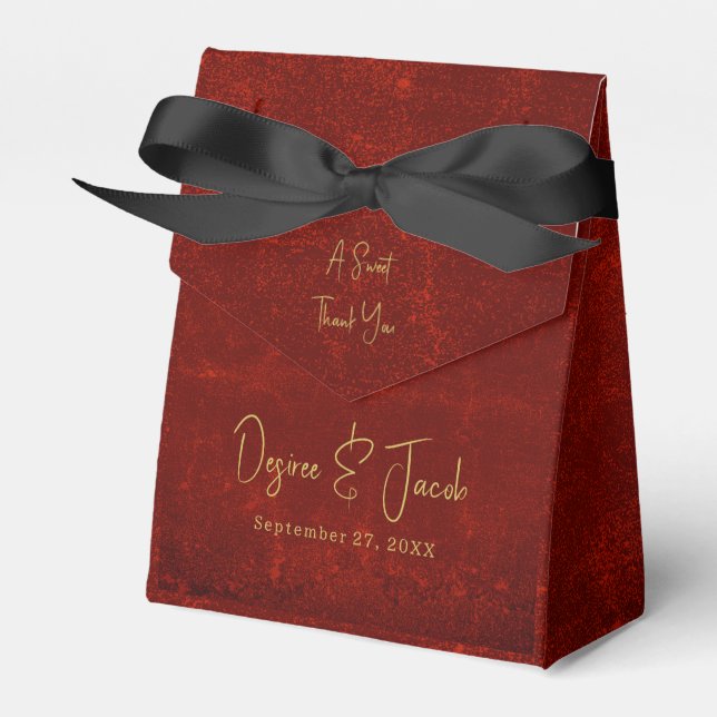 Elegante Red Texture Gold Land Rustikale Weihnacht Geschenkschachtel (Vorderseite)