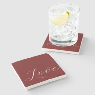 Elegante Red White Liebe Steinuntersetzer