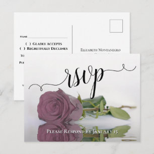 Elegante reflektierende staubige Malvenrose Hochze Postkarte