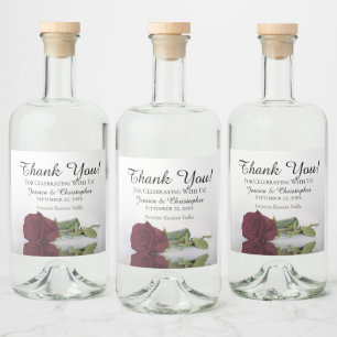 Elegante Reflektion Burgund Rose Hochzeit Vielen D Alkoholflaschenetikett