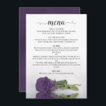Elegante Reflektion der Lila Rose von Amethyst Hoc Menükarte<br><div class="desc">Dieses wunderschöne Hochzeitsmenü besticht durch ein schlichtes,  aber elegantes Design mit einem Schriftstil und einem Single,  der sich in einem Wasserbecken befindet und eine amethystische,  lila Rose darstellt.</div>