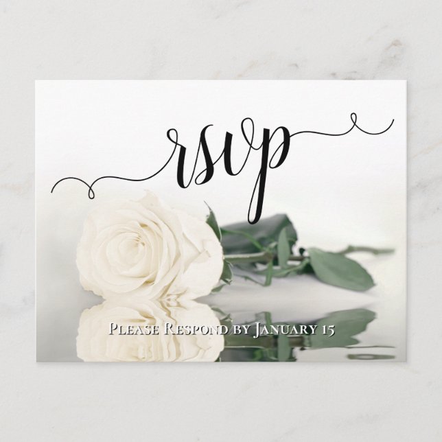 Elegante Reflektion der weißen Elfenbein-Rose Hoch Postkarte (Vorderseite)