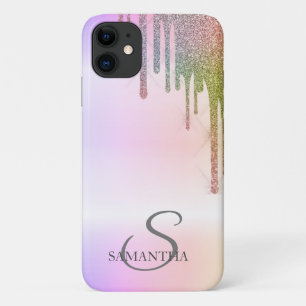 Elegante Regenbogen Glitter-Tropfen Ombre Case-Mate iPhone Hülle