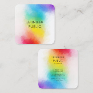 Elegante Regenbogenfarben Moderne farbenfrohe Vorl Quadratische Visitenkarte