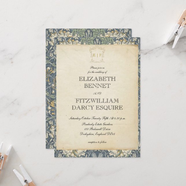 Elegante Regency Era/Antique Wedding Einladung (Vorderseite/Rückseite Beispiel)