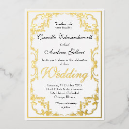 Elegante Regency Gold Verziert Border Wedding Folieneinladung