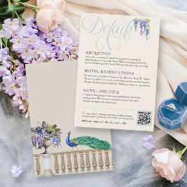 Elegante Regency Peacock Garden Hochzeitsstimmung Begleitkarte