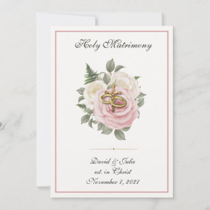 Elegante, religiös-katholische Hochzeiten-Rose Einladung