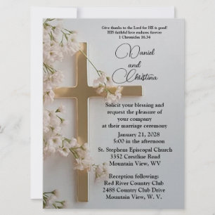 Elegante Religiöse Flache Hochzeitseinladung Einladung