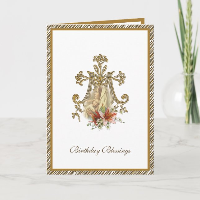 Elegante religiöse Jungfrau Mary Jesus Gold Karte (Vorderseite)