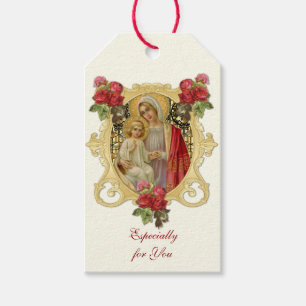 Elegante religiöse Jungfrau Mary Jesus Rote Rosen Geschenkanhänger