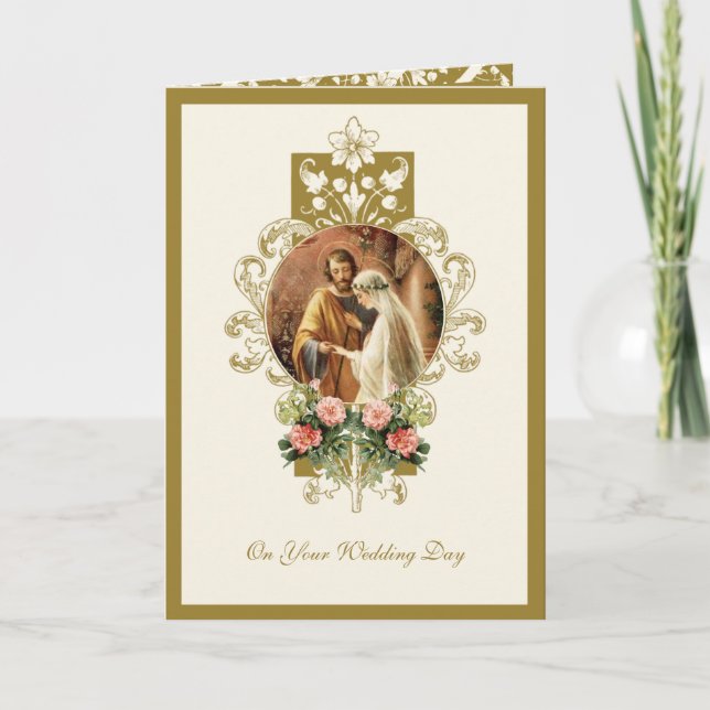 Elegante religiöse katholische Mary Joseph Wedding Karte (Vorderseite)