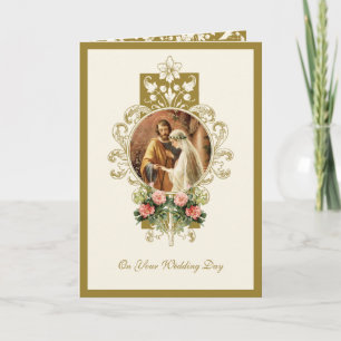 Elegante religiöse katholische Mary Joseph Wedding Karte