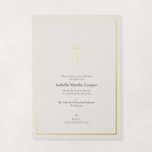 Elegante religiöse Minimalkreuz-Taufe in Goldfolie