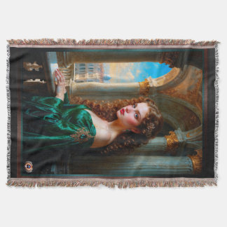 Elegante Renaissance-Frau in grünem Kleid Decke