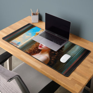 Elegante Renaissance-Frau in grünem Kleid Schreibtischunterlage