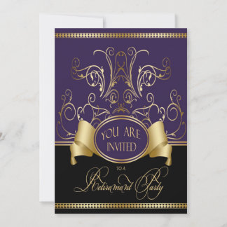 Elegante Rente Party Einladung Lila Gold Bl