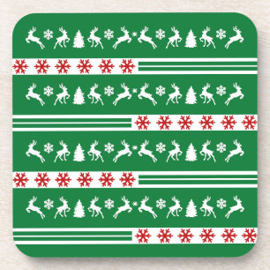 Elegante Rentiers Snowflakes Getränkeuntersetzer