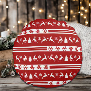 Elegante Rentiers Snowflakes Rundes Kissen