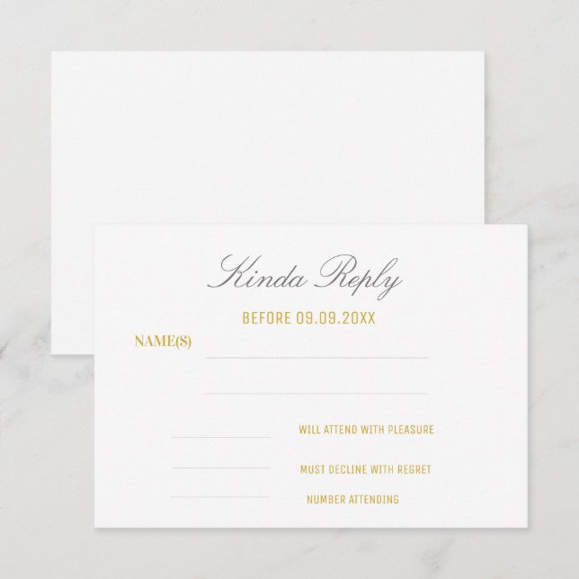 Élégante réponse d'anniversaire blanc et or (Devant / Derrière)