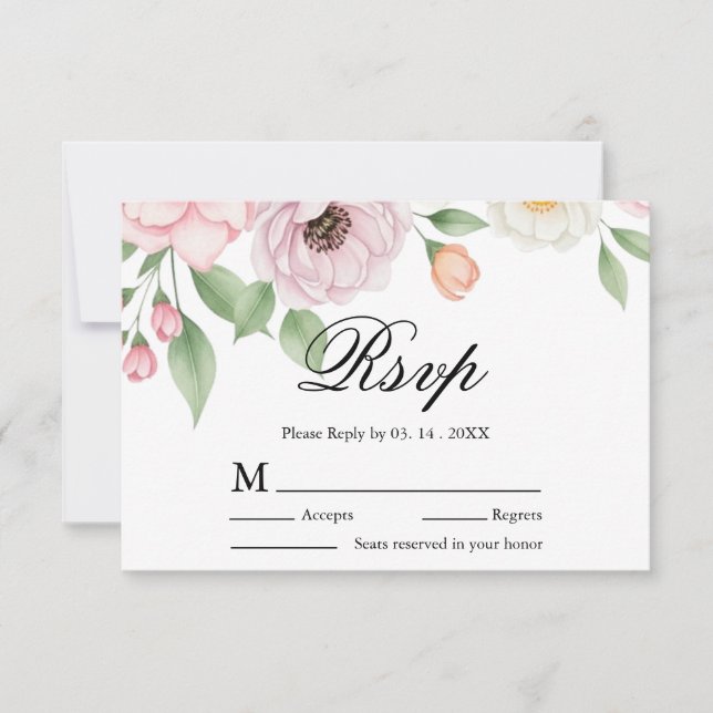Élégante Réponse de Mariage Chic Script Pastel Piv (Devant)