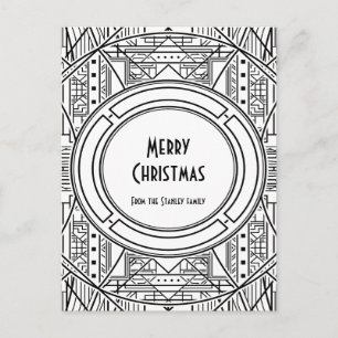 Elegante Retro-Art Deco Frohe Weihnachten Postkarte