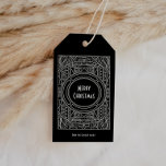Elegante Retro Art Deko Merry Christmas Geschenkanhänger<br><div class="desc">Elegantes Deko Schwarz-Weiß-Design.</div>