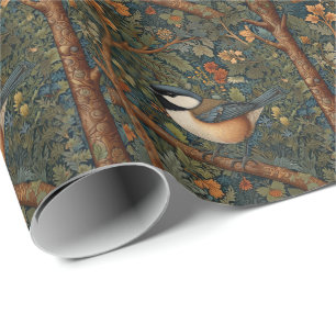 Elegante Retro-Art-Nouveau-Walddrossel Geschenkpapier