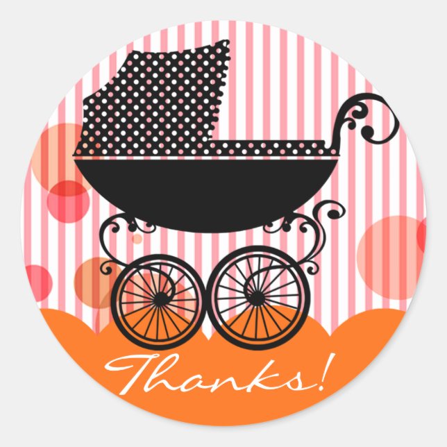 Elegante Retro Baby Carriage - Baby Shower Sticker (Vorderseite)
