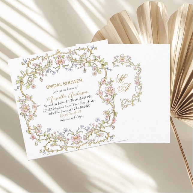 Elegante Retro-Blume in Aquarellfarbe Bridal Show Einladung (Von Creator hochgeladen)
