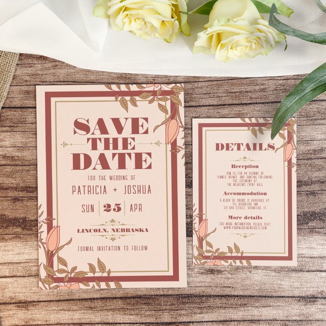 Elegante Retro Blush Floral Wedding Card Begleitkarte (Von Creator hochgeladen)