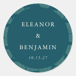 Elegante Retro Chic Arch Aquamarin Blue Custom Wed Runder Aufkleber