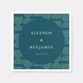 Elegante Retro Chic Arch Aquamarin Blue Custom Wed Serviette