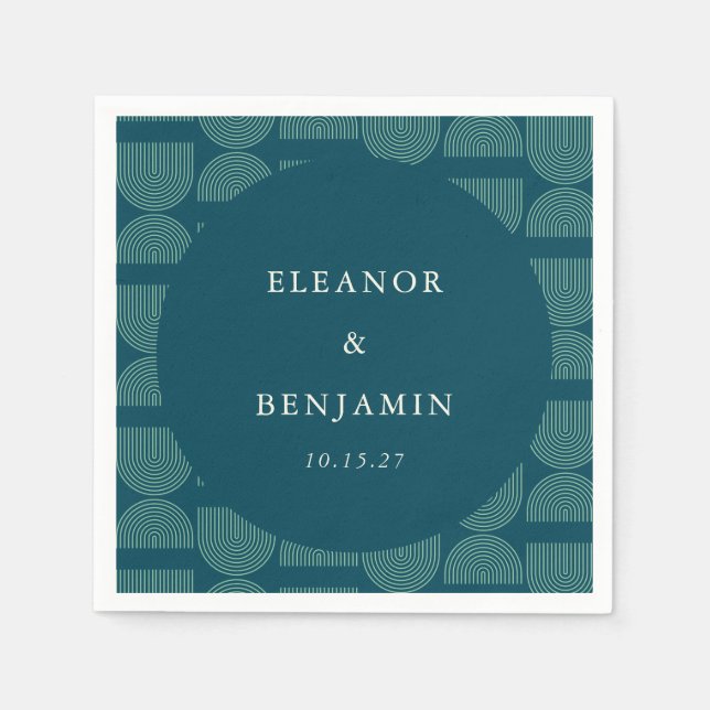 Elegante Retro Chic Arch Aquamarin Blue Custom Wed Serviette (Vorderseite)