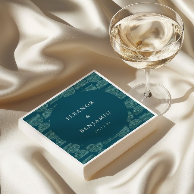 Elegante Retro Chic Arch Aquamarin Blue Custom Wed Serviette (Von Creator hochgeladen)