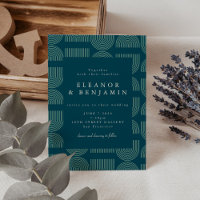 Elegante Retro Chic Arch Lines Aquamarin Blue Wedd