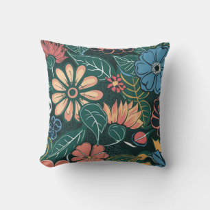 Elegante Retro-farbene Frühlingsblumen #14 Kissen