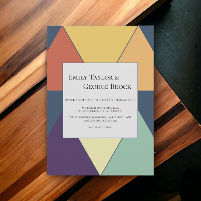 Elegante Retro Geometric Stilvolle Moderne Hochzei Einladung (Von Creator hochgeladen)