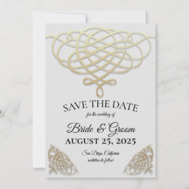 Elegante Retro Gold Swirl Save the Date Karte