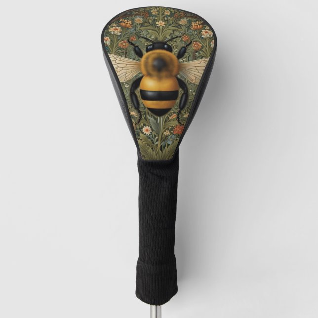 Elegante Retro-Hummel boho botanische Blumenkunst Golf Headcover (Vorderseite)