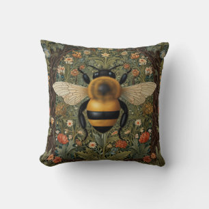 Elegante Retro-Hummel boho botanische Blumenkunst Kissen