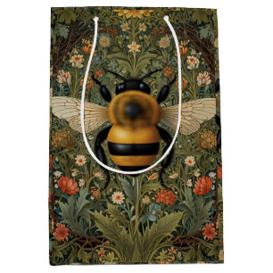Elegante Retro-Hummel boho botanische Blumenkunst Mittlere Geschenktüte