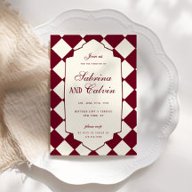 Elegante Retro-Karo-Bordeaux-Hochzeit