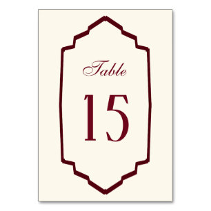 Elegante Retro-Karo-Bordeaux-Hochzeit Tischnummer