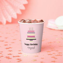 Elegante Retro Pink Girly Birthday Cake
