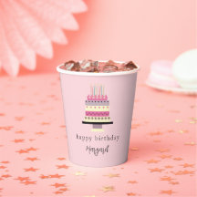 Elegante Retro Pink Girly Birthday Cake