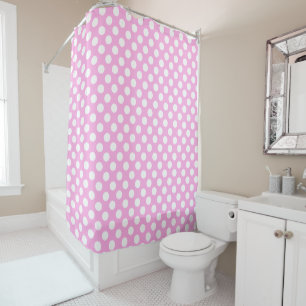 elegante Retro-Pink-weiße Polka-Punkte Duschvorhang