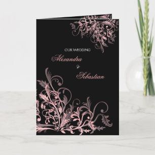 Elegante Retro Rosa Blume Swirl Einladung Hochzeit