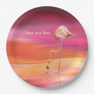 Elegante Retro Rosa Flamingo Surreal personalize Pappteller